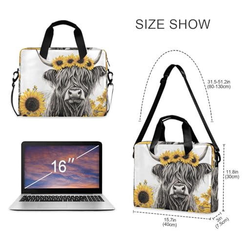 Funda maletín portátil ALZA Gray Highland Cow 13-15.6 pulg miniatura 5