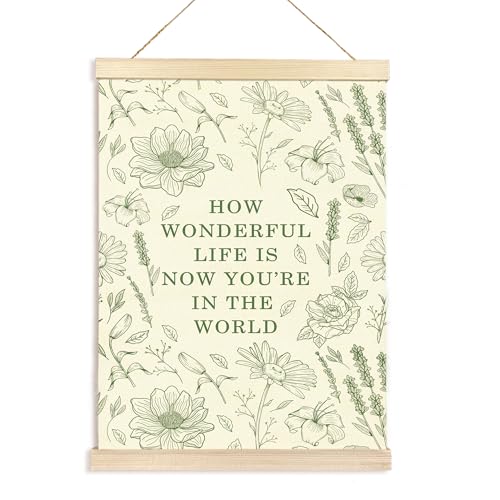 Hiuwevt Floral Nursery Wall Art, Sage Green Boho Poster Hanger Frame, Kids Room Decor, Neutral Baby Shower Newborn Wall Art Decor for Toddler Girls Room Home Bedroom, 12x16 Inch