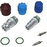 A/C System Valve Core and Cap Kit Compatible With Cadillac DeVille 1996 1997 1998 1999 2000 2001 2002 2003 2004 2005 PC-1030616