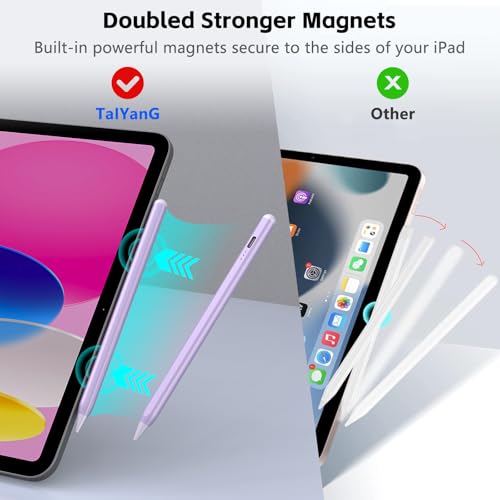 Image of TaIYanG iPad Stylus Pen for iPad 2018-2026, Palm Rejection, Fast Charging | Tilt Sensitivity, for iPad Pencil A16 /10 /9 /8 /7 /6, Pro 11 /13 inch (M5 /M4),Air M4 /M3 /M2 /5th /4th, Pro 11 /12.9 inch, Mini 6 /5, Purple