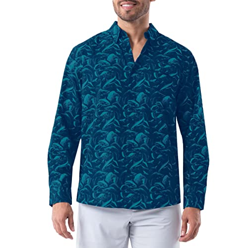 Guy Harvey Men's Long Sleeve Performance Fishing Shirt, Estate Blue, Small