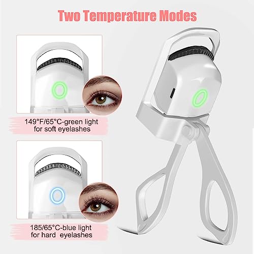 Eyelash Curlers Heated, Eyelash Curlers Electric Heated 2 Modes Rechargeable, Heated Eye Lash Curlers Lift & Curl Quick Natural Curling, Long Lasting Curlers Women Gift (White) #TOP1