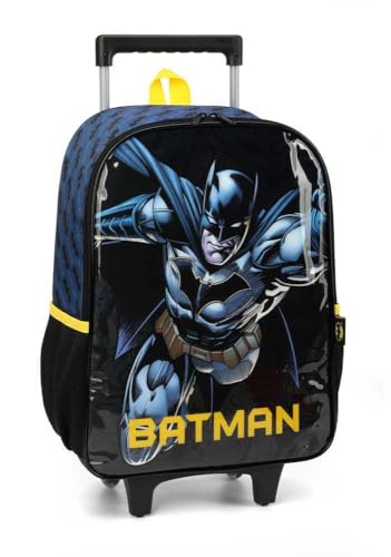 Kit de Mochila de Rodinha e Lancheira Térmica Infantil Escolares do Batman by Luxcel 39252 (Azul)