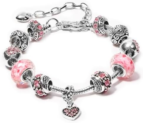 AICase Charm Bracelet for Women/Silver Plated Cuff Bangle Jewelry Gifts with Beads,Charms, and Adjustable Snake Chain Bracelet Birthday Jewelry Gift for Women Her MoM/Sister/Friends/Wife/Grandma
