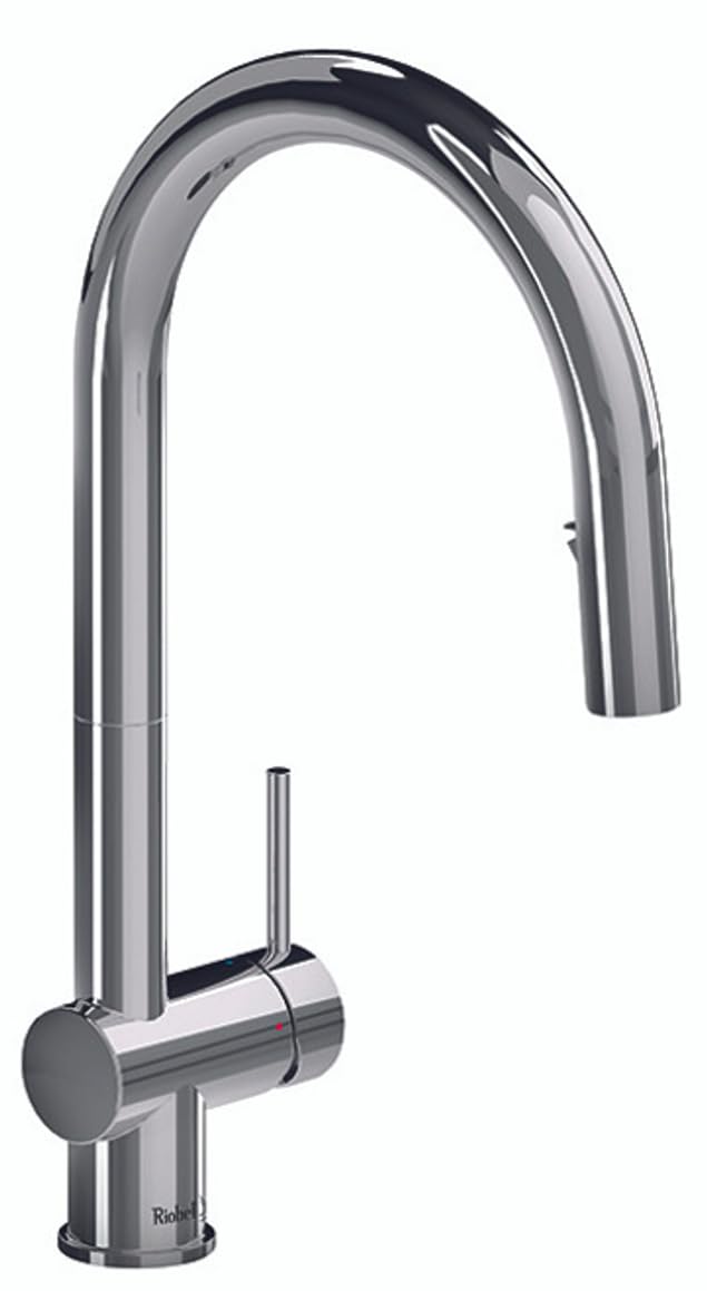 Riobel Silver Azure Mixer With Pull Down Spray Chrome Kitchen Tap