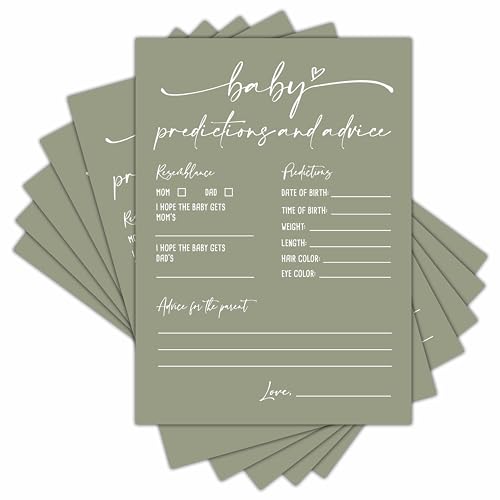 Baby Prediction and Advice Cards, Baby Shower Games Cards, Minimalism Boy or Girl Baby Gender Reveal Party Favors Decorations and Supplies, 30 Pcs Double-Sided - A09
