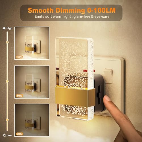 JandCase Night Light Plug in Wall, Plug in Night Light with Dusk-to-Dawn Sensor, Dimmable 0-100LM, Nightlight Kids, 3000K Warm White, Acrylic Bubble Plugin Wall Light for Bedroom Hallway Kitchen - Cosy Home Interiors JandCase Night Light Plug in Wall, Plug in Night Light with Dusk-to-Dawn Sensor, Dimmable 0-100LM, Nightlight Kids, 3000K Warm White, Acrylic Bubble Plugin Wall Light for Bedroom Hallway Kitchen - Image 3