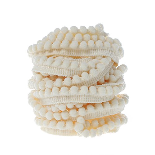 Yalulu - Mini pompon per capelli, con pizzo e nastro, per abbigliamento, fai da te, accessori per cucito, fai da te, 9 metri, beige