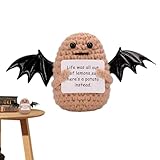 Linda Patata de Ganchillo con Tarjeta Positiva,Patata de Apoyo Emocional, Adornos divertidos y divertidos de muñeca con vida positiva y emocional, Decoraciones de patatas pequeñas para Halloween, pata