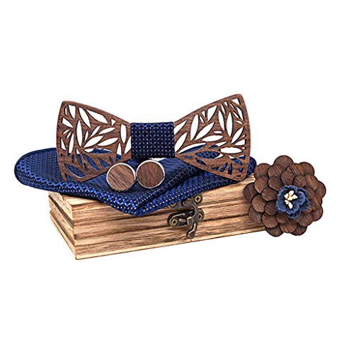 Fityle Gravata Borboleta Formal Masculina Gravata Borboleta De Madeira Abotoaduras Corsage Hankie Se