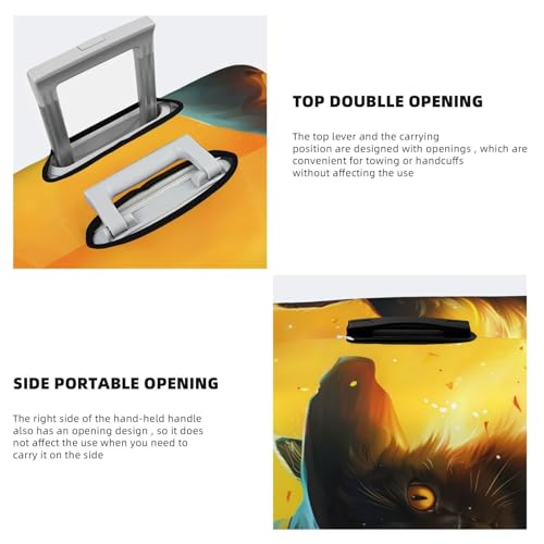 Halloween Blue Witch Hat Black Cat Travel Luggage Covers - Elasticity Suitcase Covers Protector for Luggage 18-32 Inch4