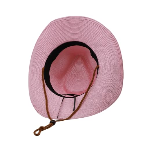 Image of Straw Cowgirl Hat for Women Cowboy Hats for Men Wide Brim Sun Hat Shapeable Western Hat Beach Hat