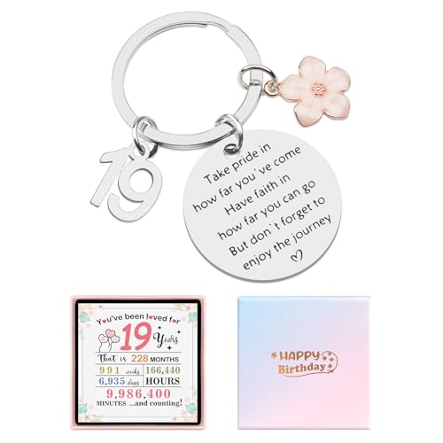 Amosking 19th Birthday Gifts for Girls Happy Birthday Keychain for 19 Year Old Girls Sister Daughter Granddaughter Unique 19th Key Chain Decorations for Classmate Friends Who Was Born in 2007