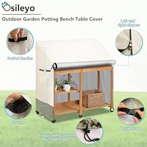 Outdoor Garden Potting Bench Table Cover with Split Zipper,Heavy 600D Duty Waterproof Anti-UV All Weather Protection,47" x 20" x 47" -Beige Outdoor Garden Potting Bench Table Cover with Split ZipperHeavy 600D Duty Waterproof Anti UV All Weather Protection47 x 20 x 47 Beige
