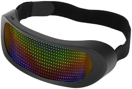 LED Light Up Glasses Programmable Full Color LED Glasses ABS Plastic with 432 LEDs Cold Light Source for Parties Festivals