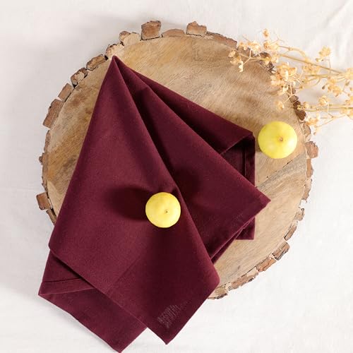 Servilletas de tela de algodón color granate para tus cenas de otoño y mesas del día a día 5
