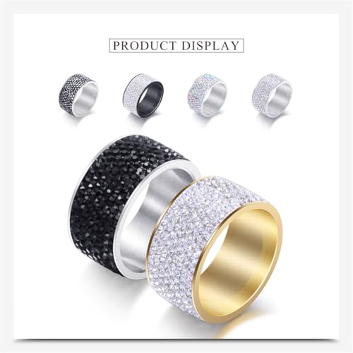 PAMTIER Women Cubic Zirconia Rings 12mm Width 8 Row Diamond Wedding Band Promise Ring3