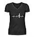 Camiseta de mujer de cuello en V de alta calidad – Mi corazón te golpea por la música Perfecto para todos los músicos en coro y orquesta. Negro L