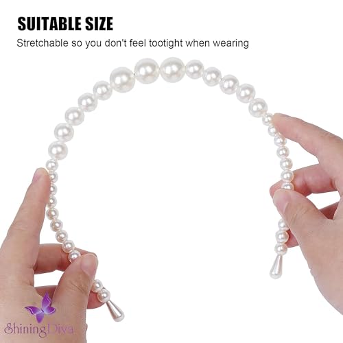 Shining Diva Fashion 4 Pcs Headbands Stylish Pearl Hairbands Hair Accessories Hair Bands for Women Girls (14967hb) - Image 4