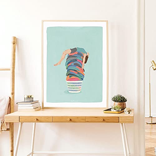 Art mural abstrait nordique affiche de plage et plongée sous-marine peinture sur toile 50x70cm