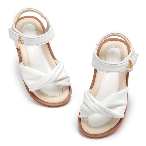 Image of THEE BRON Toddler Girls Sandals Wedding Flower Girl Dress Shoes Open Toe Flats