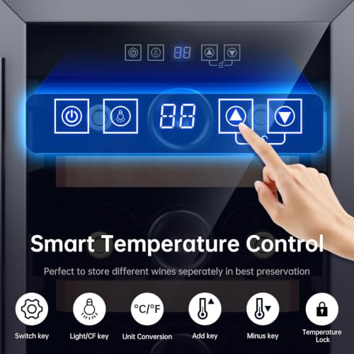 Image of KingChii 24 Inch 46 Bottle Wine Cooler Refrigerator Professional Compressor, Stainless Steel & Tempered Glass for Red Wine, Champagne - Built-in or Freestanding for Home, Kitchen, or Office