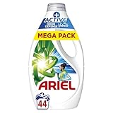 Ariel Lessive Liquide Protection Active Odor +, 44 Lavages, Touch of Febreze, Élimine Toutes les Odeurs Jusqu'à 7 Jours, Efficace à Basse Température, Pré traitement des Taches, Fabriqué en France