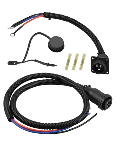 Tractor 3 Pins Auxiliary Plug and Cable Set, Auxiliary Cable Female Plug RE37651 Power Male Socket Outlet RE48525 Fit for John Deere Tractor Accessories, for 4455 4955 Etc, 14 AWG Copper Wire
