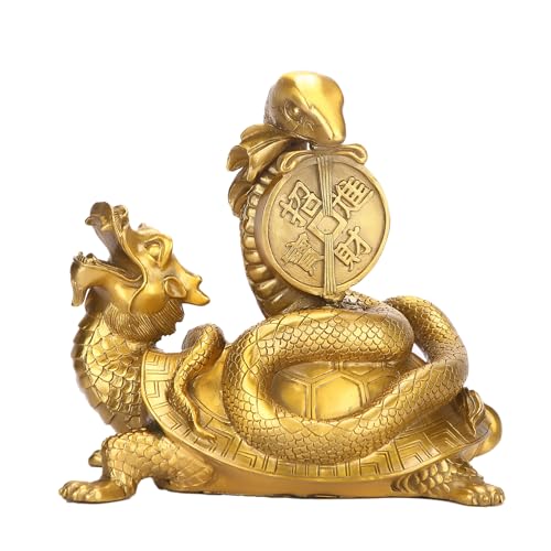NIBHZ Brass Ornaments, Including Coins and Black Tortoise Figurines, Home Crafts, Gifts, feng Shui Decorations, and Brass Business Opening Gifts,11.5x7.5x12cm