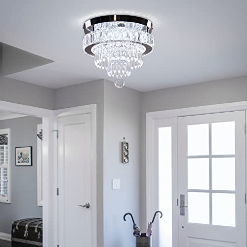 Modern Dimmable Crystal Chandelier – LED Flush Mount Ceiling Light - Image 3