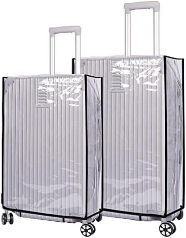 Nulangsgo 2PCS Clear PVC Suitcase Cover Protectors, Transparent Suitcase Luggage Cover, Waterproof Cover for Luggage Dustproof Luggage Sleeve Protector 20"+24" (Black Border)