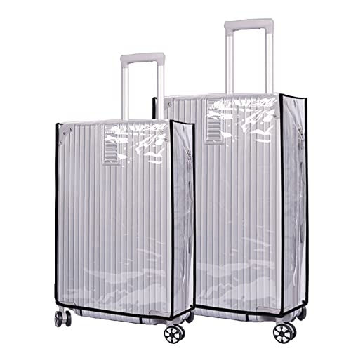 Nulangsgo 2Pcs Clear Pvc Suitcase Cover Protectors, Transparent Suitcase Luggage Cover, Waterproof Cover For Luggage Dustproof Luggage Sleeve Protector 20"+24" (Black Border) #TOP28