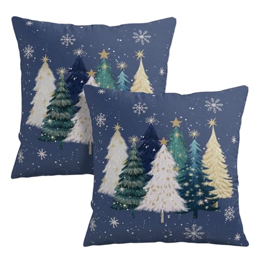 Wnoesat Blue Christmas Pillow Covers 18x18 Set of...