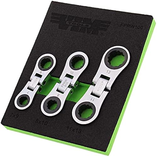 VIM Tools Nano Flex Ratcheting Wrench Set - 3pc Double-Sided Palm-Sized Flex Wrench Set with 72 Tooth