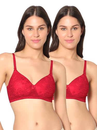Image of SONARI Demi Cup Bra | Padded, Lacey net, Comfortable Nylon Material, Non Wired, Removable and Adjustable Bra Straps, Demi Cup, Hook and Eye Closure, Hand Washable - Soda