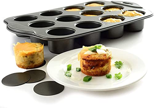 Plazotta 2 Pack 12 Cavity Mini Cheesecake Pan, Mini Muffin Baking Pan, Mini Cupcake Pan With Removable Bottom, Round #TOP2