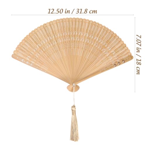 Miniatura 4 de Healifty Bambú Compartimiento De Mano Vintage Fan Madera Mano Fan Boda Bridal Party Mencionaba Marrón