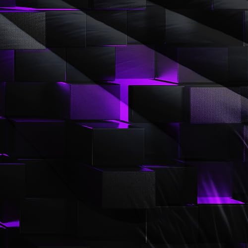 Image of Nttopship Neon Purple Black Comforter Set Full Geometric Kids Bedding Set,3 PCS Geometry Honeycomb Bed Set Modern Quilt Set 1 Comforter 2 Pillow Cases Cool Room Decor All Season B-Side Black