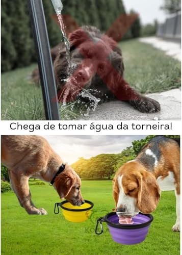 Comedouro e Bebedouro Retrátil em Silicone para Pets – Portátil com Mosquetão, 600ml – Tigela Dobráv