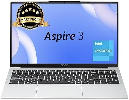 acer [SmartChoice Aspire 3 Laptop Intel Core Celeron N4500 Processor Laptop (8 GB LPDDR4X SDRAM/256 GB SSD/Win11 Home/38 WHR/HD Webcam) A325-45 with 39.63 cm (15.6") HD Display, Pure Silver, 1.5 KG