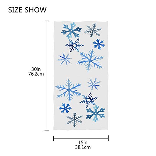 Watercolor Blue Snowflakes Hand Towels 16X30 In Christmas Winter Bathroom Towel Ultra Soft Highly Absorbent Small Bath Towel Xmas Bathroom Decor Gifts #TOP2