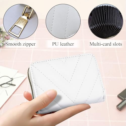 Women Credit Card Wallet, Leather Credit Card Holder Small Accordion Wallet with 18 Card Slots and 2 Cash Slots (White)3