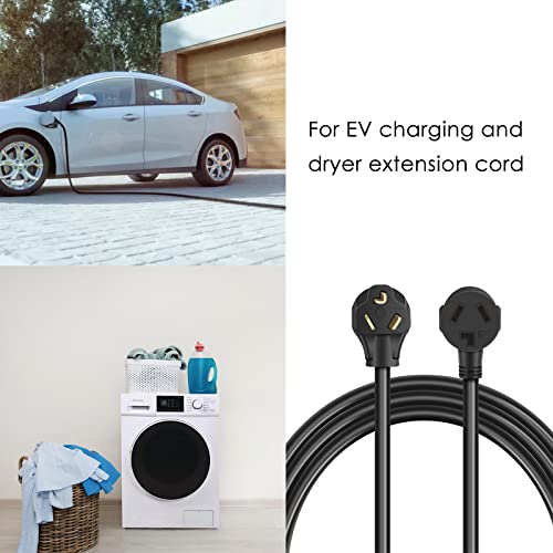 10Ft 3 Prong Dryer Extension Cord, 30 Amp Nema 10-30P To 10-30R Ev Extension Cord For Dryer Power Extension And Level 2 Ev Charging, 125V/250V 10 Awg Stw Etl Listed (Black) #TOP2