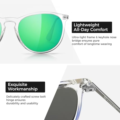 Image of SUNGAIT Vintage Round Sunglasses for Women Classic Retro Designer Style