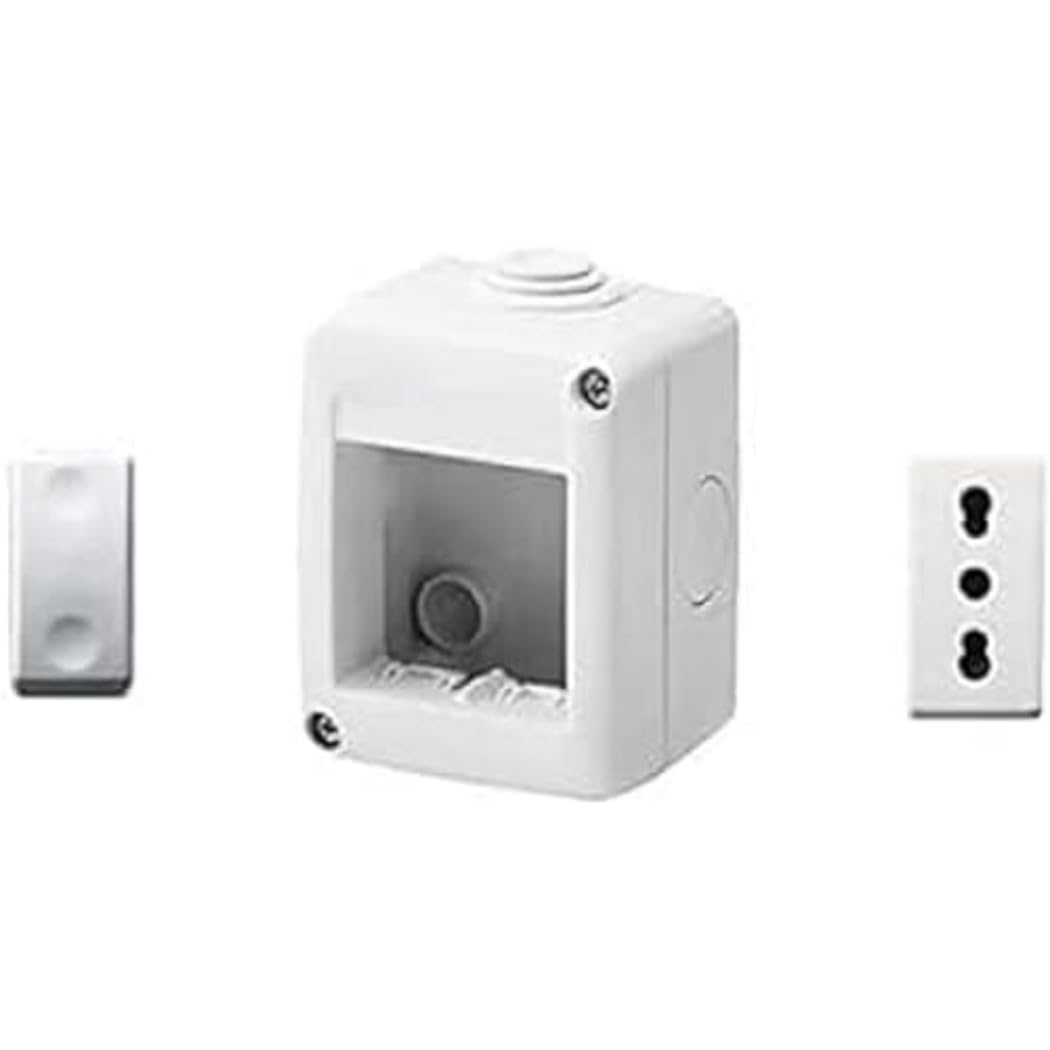 Gewiss Container for appliances 27 Combi protected 2 seats grey RAL 7035 IP40 with Nr. 1 White Bivalent Socket, Nr. 1 White Switch