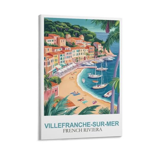 Affiche de voyage vintage Villefranche-sur-Mer pour salon élégant