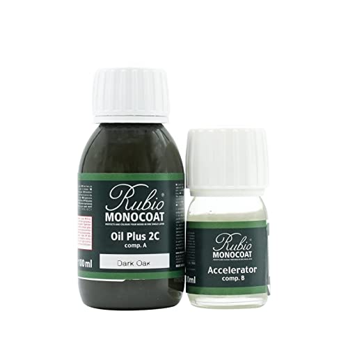 Rubio Monocoat Wood Stain & Finish 65 ft2 - Cotton White | Oil Plus 2C | Quick-Dry, Eco-Friendly Linseed Wood Oil for Indoor Use, Includes Accelerator (Part B) | Protector | 130 ml