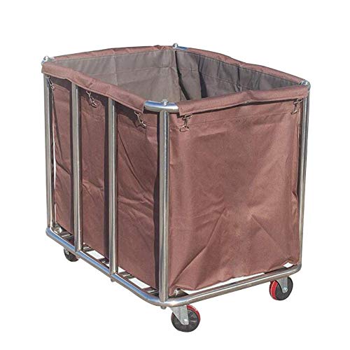 Serving Trolley Cart Service Car High Capacity Stainless Steel Wear Resistant Hotel Cleaning Cart 4-Inch Rubber Wheel,