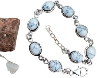 Howlite Bracelet, 925 Silver, White Turquoise Bracelet, Tennis Bracelet, White Buffalo Bracelet, Victorian Jewelry, Romantic Bracelet, White Marble Bracelet, Bohemian Bracelet, Southwestern Bracelet