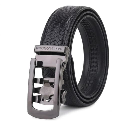 Image of HAYES LONDON Leather Ratchet Belt for Men | Adjustable No-Holes | Customizable Fit, Stylish & Effortless Buckle | Formal & Casual Wear Belts